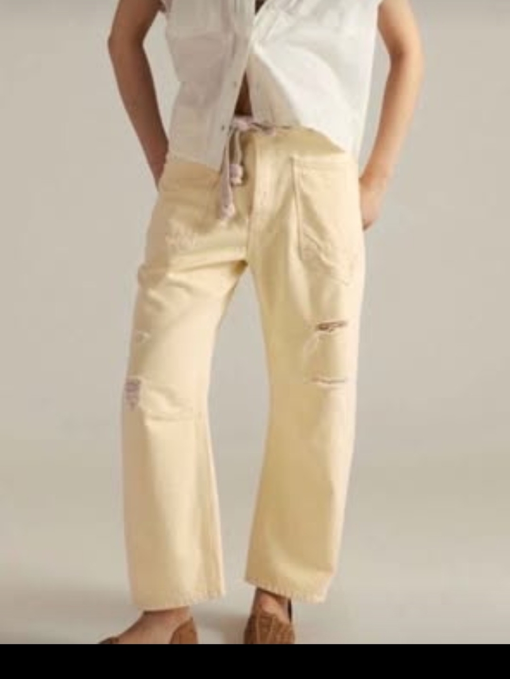 Free People Lemon Icing Barrel Moxie Jeans